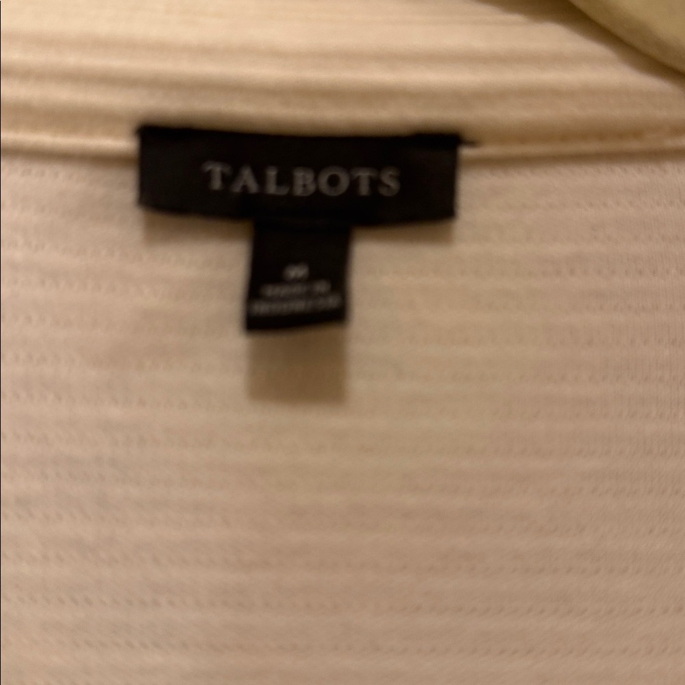 Talbots Ivory Ribbed Collared Pullover Top Medium - Picture 2 of 4